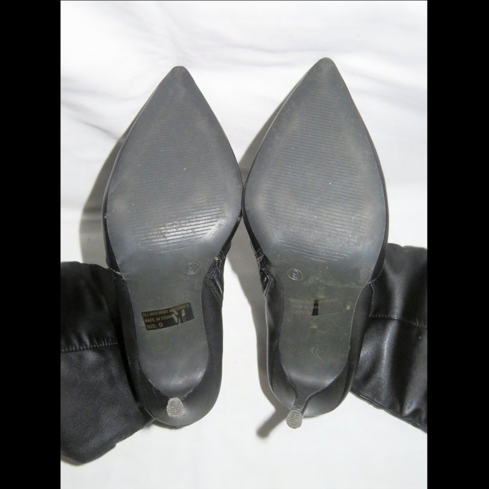 SOLD - Wild Diva Lounge "Giselle" Black US 9 Pointed Toe Knee High Heel Boots - Picture 9 of 11